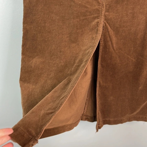 COTTON GINNY Y2K Brown Midi Skirt Corduroy Back Slit Pockets Cotton Spandex 5 - Picture 6 of 12